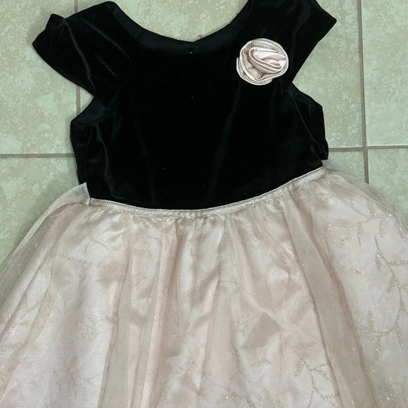 Jona Michelle Kids Party Formal Velvet Black/Pink tutu Girls Dress size 6 - Picture 2 of 9